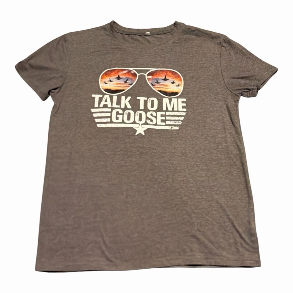 Talk To Me Goose Top gun Maverick Gray Movie Tee Size Med Unisex Casual